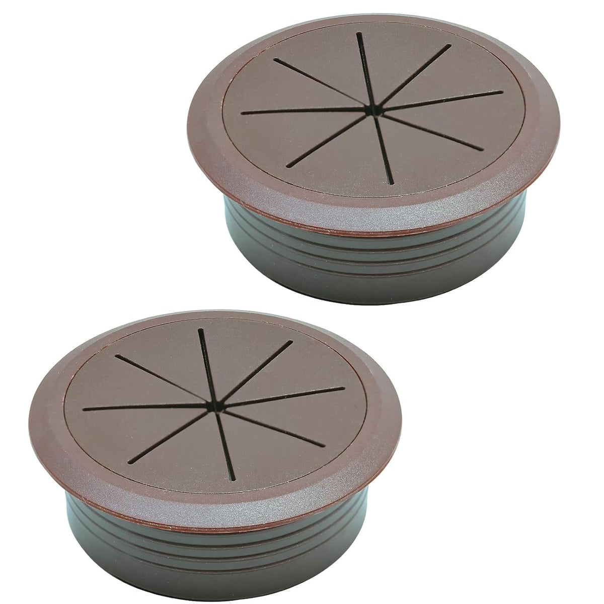 Desk Grommet 2-1/16" (53 mm), Desk Hole Cover for Cables Coffee, Cable Grommet ABS Plastic, Desk Hole Grommet for Office and Home Table Cable, Detachable & Flexible Cable Cord Organizer-2 Pcs
