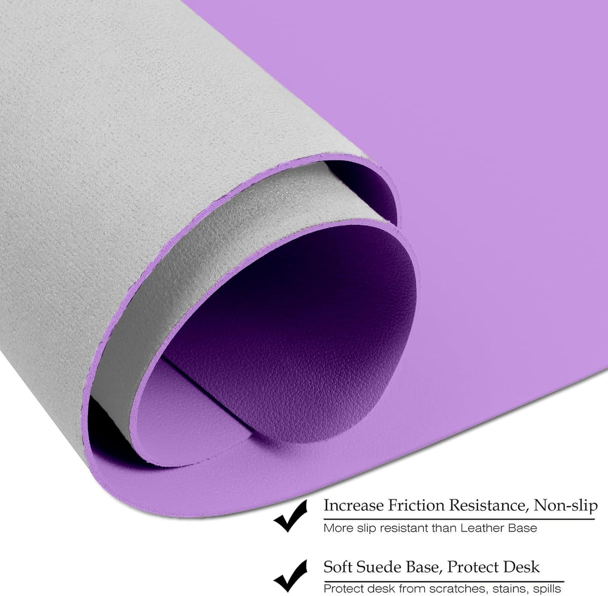 Boutilon Leather Desk Pad Protector,Non-Slip Mouse Pad,Laptop Desk Pad,Office Mouse Mat,Waterproof Leather Desk Blotter,Desk Writing Pad for Office and Home (M-Purple,30"x14")