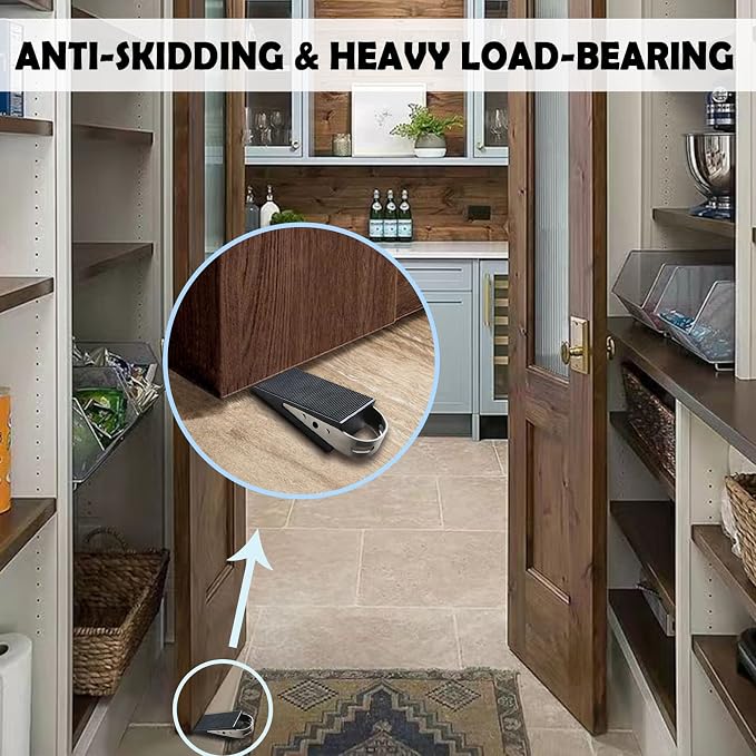 Shackcom Door Stopper, 2 Pack Black Heavy Duty Wedge That Holds Doors Firmly
