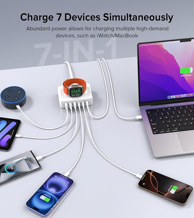 170W USB C Charging Station Block, Travel Charger