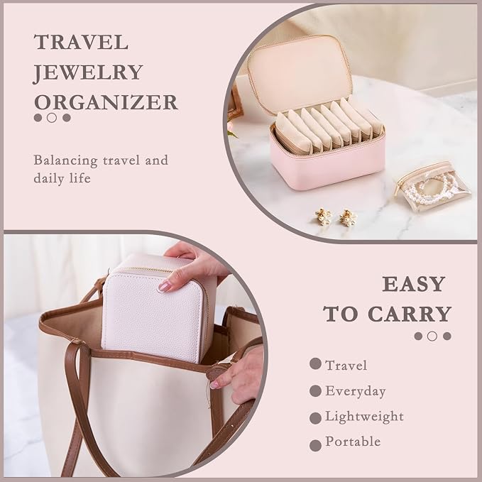 Jewelry Box Organizer for Women, Small Travel Jewelry Case, Mini Travel Jewelry