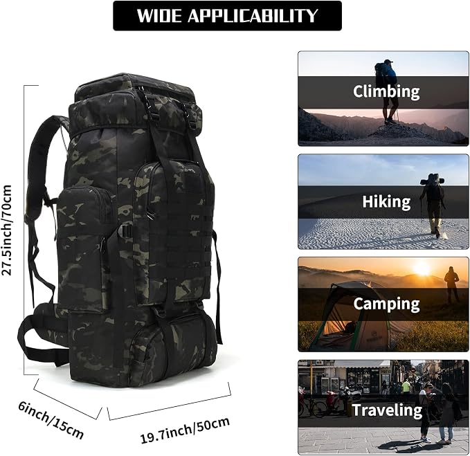 Hiking Backpack for Men 70L/100L Camping Backpack Military Rucksack Molle 3