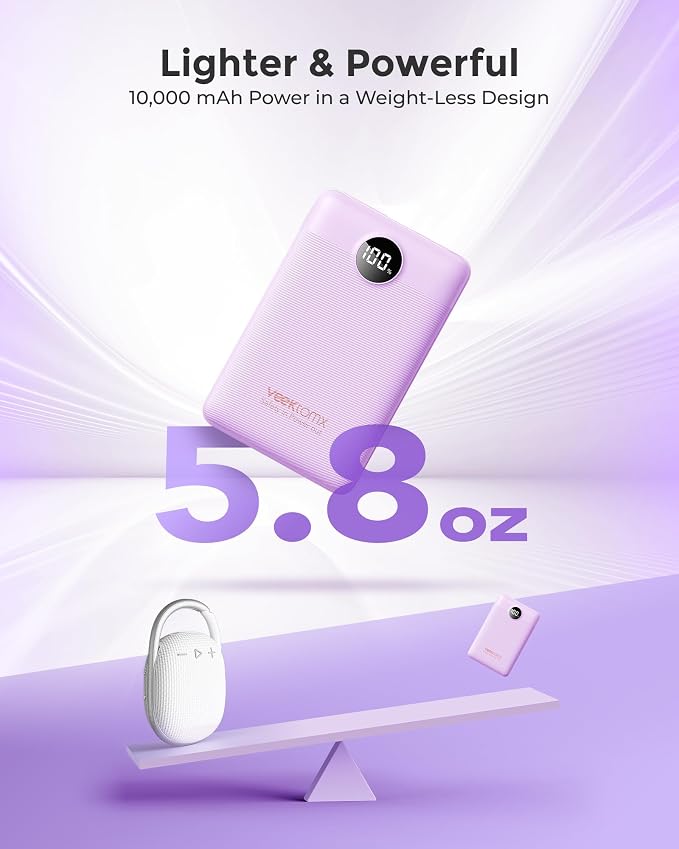 VEEKTOMX Small Portable Charger, Mini Power Bank 10000mAh, PD 22.5W Fast