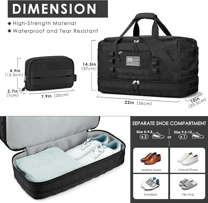 ETRONIK Travel Bag for Men Women, Gym Bag & Tactical Duffle Bags for Travel