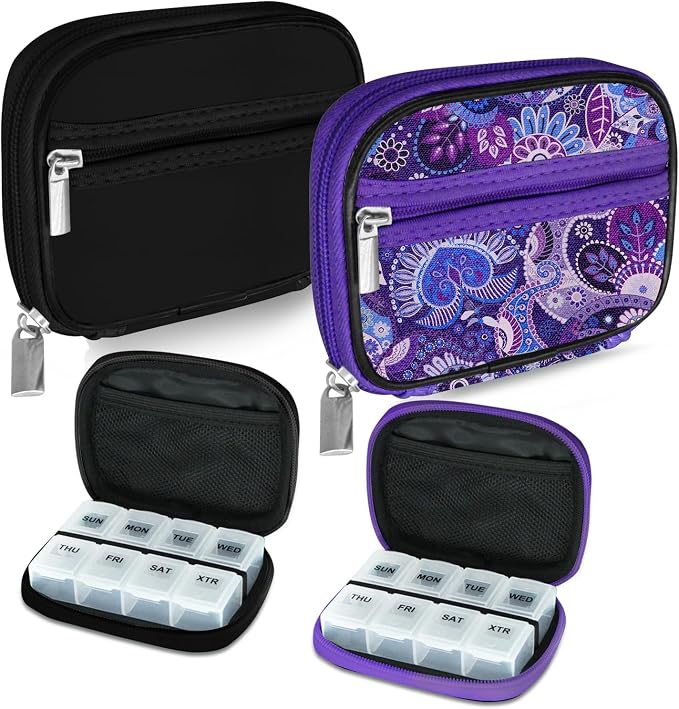 Serfeymi Weekly Travel Pill Organizer Pill Case