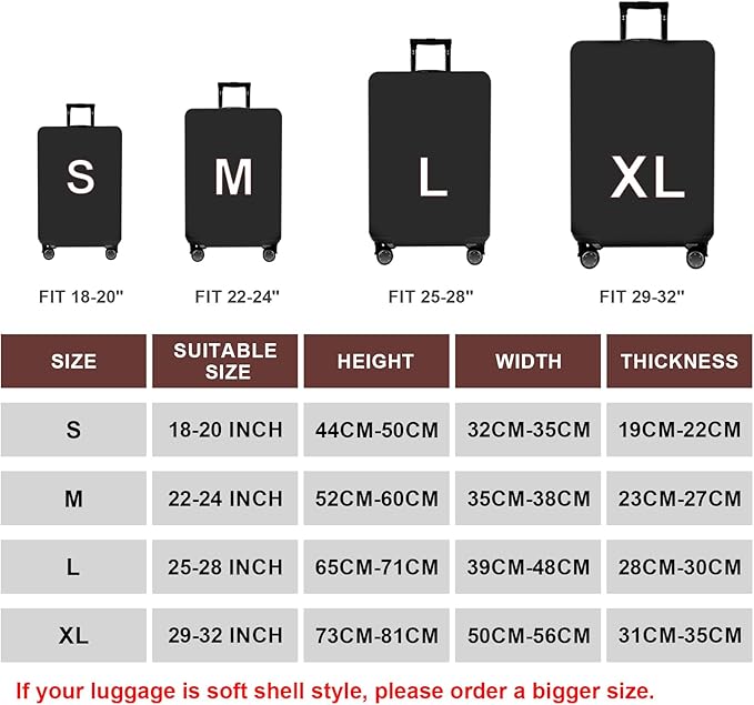 WUJIAONIAO Travel Luggage Cover Baggage Suitcase Cover Protector Skins 18-32