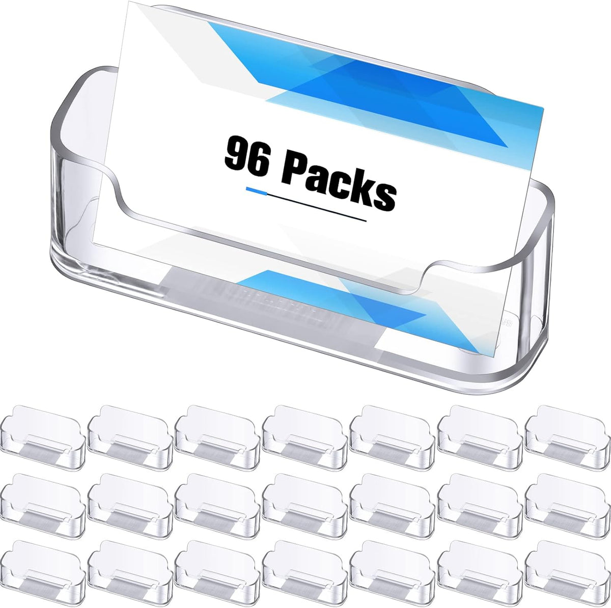 Bucherry Acrylic Business Card Holder Clear Desktop Business Card Holder Display Desk Stand for Office Exhibition Paper Brochure Supplies(96 Pieces)