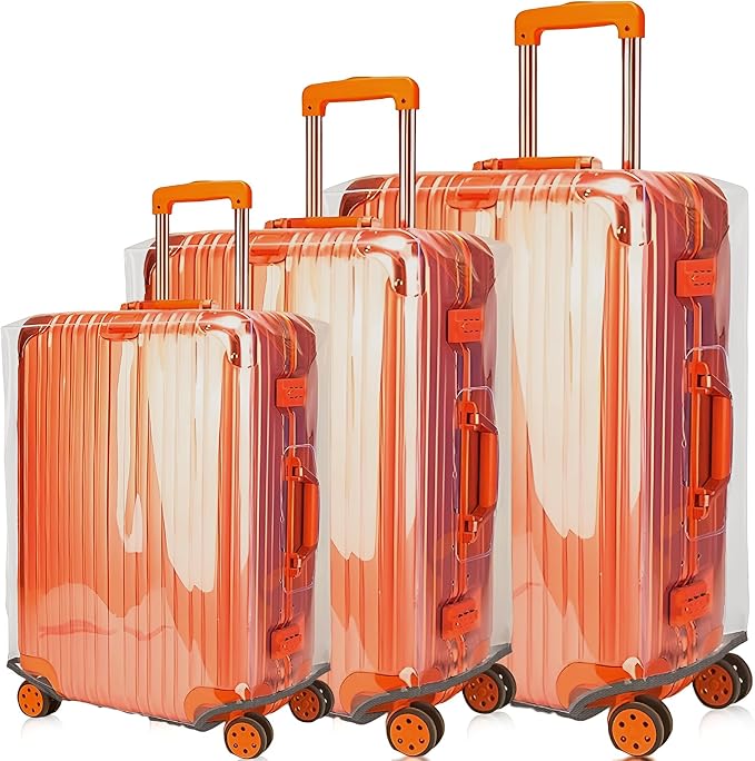 3 PCS Luggage Covers for Suitcase TSA Approved, 20/24/28 Inch Full Clear