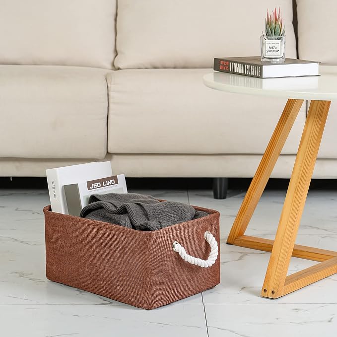 TheWarmHome Decorative Basket Rectangular Fabric Storage Bin Organizer Basket