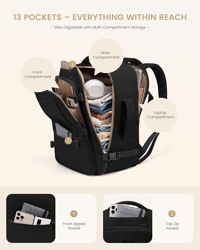 LOVEVOOK Travel Backpack for Women & Men, 60L Large Carry On Backpack Airline