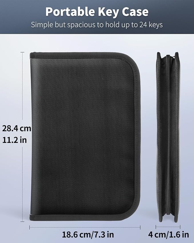 Uniclife Zippered Key Case Organizer Waterproof and Fireproof Key Binder
