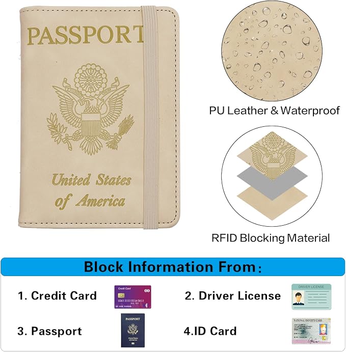 Melsbrinna Premium Leather Passport Holder Covers Case, Waterproof Rfid