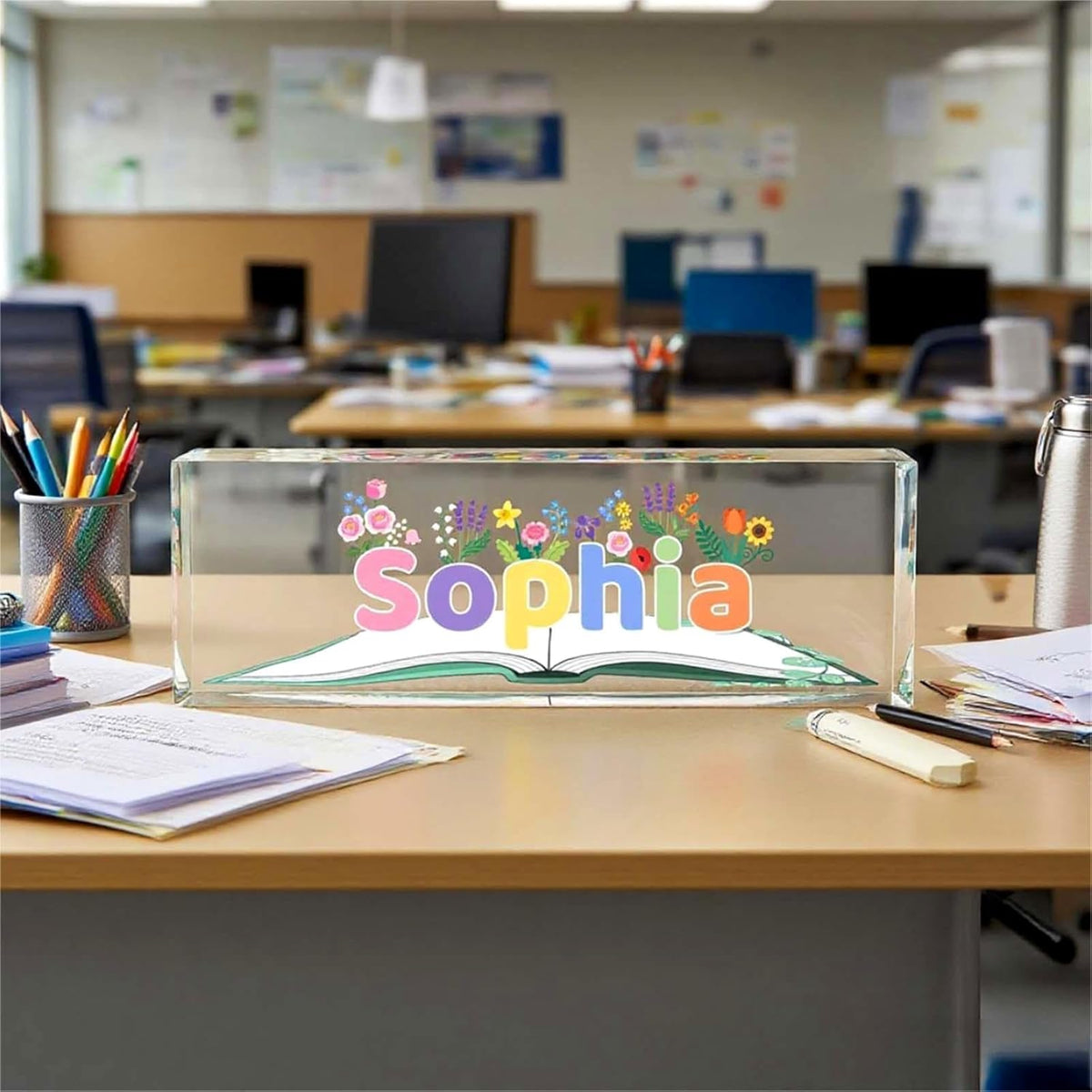 Custom Desk Name Plate, Teacher Name Plate for Desk, Office Decor for Women, Coworkers, Employee (S10)