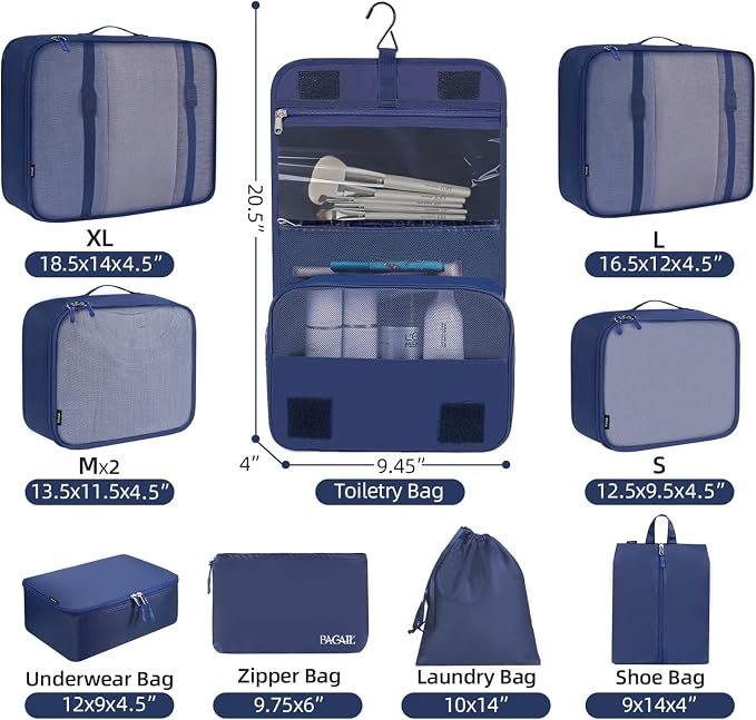 BAGAIL 6 Set/8 Set/10 Set Packing Cubes Various Sizes Packing Organizer