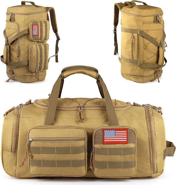 Tactical Gym Bag for Men，70L Large 3 in 1 Sports Duffle Bag
