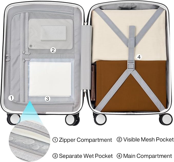 Hanke Hard Shell Luggage Sets 2 Pieces, Carry On and Checked Luggage Sets