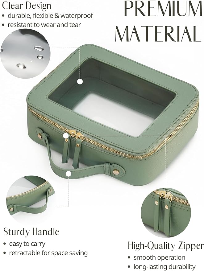 Popvibe Clear Makeup Bag Travel Cosmetic Case Transparent Toiletry Bag
