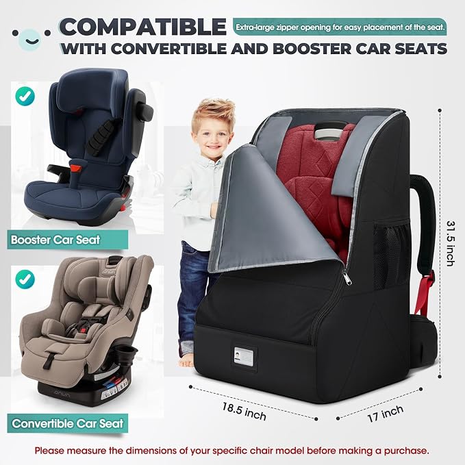 RAINSMORE Padded Car Seat Travel Bag