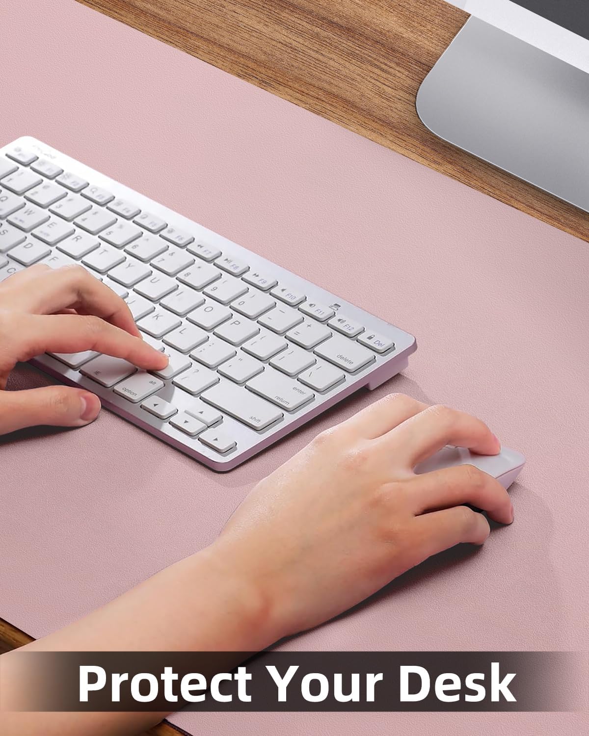 Non-Slip Desk mat,PULeather Desk Pad Protector, Office Desk Mat, Large Mouse Pad,Desk Blotter, Laptop Desk Pad, Waterproof Desk Writing Pad for Office and Home (Rose Pink, 35.4" x 17")