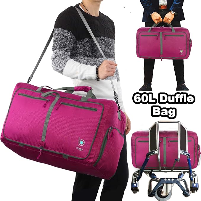 Bago Foldable Duffel Bags for Traveling Women & Men - 60L Medium Packable