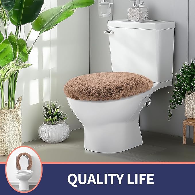 Microfiber Elongated Toilet Seat Cover 19.5"x 15" Machine Washable Solid Toilet