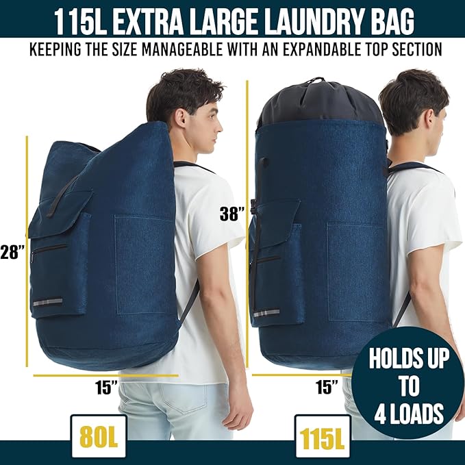 Laundry Backpack Heavy Duty, 115L Extra Large Laundry Bag