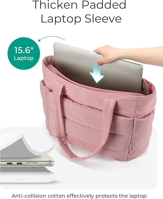 BAGSMART Tote Bag for Women, Lightweight Puffy Tote Bag
