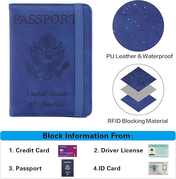 Melsbrinna Premium Leather Passport Holder Covers Case, Waterproof Rfid