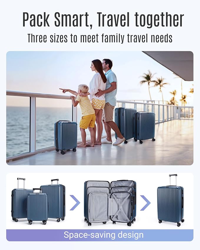 LIGHT FLIGHT Luggage Sets, Durable Hard Shell 3 Piece Set Suitcase