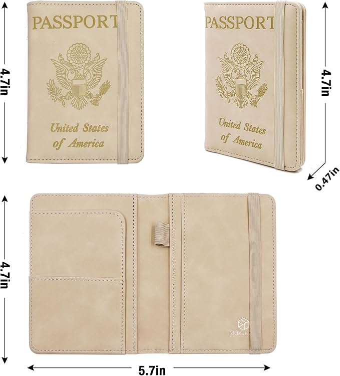 Melsbrinna Premium Leather Passport Holder Covers Case, Waterproof Rfid