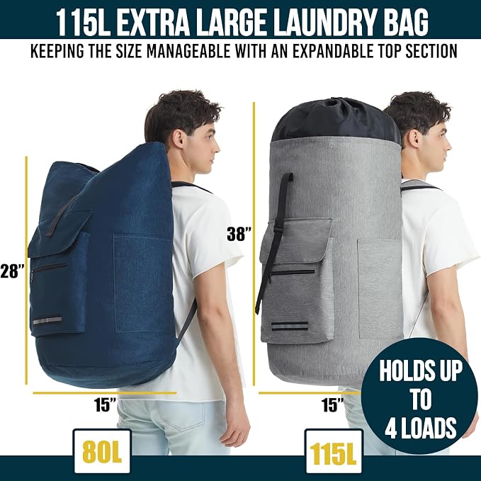 Laundry Backpack Bag, 115L Extra Large Laundry Bag