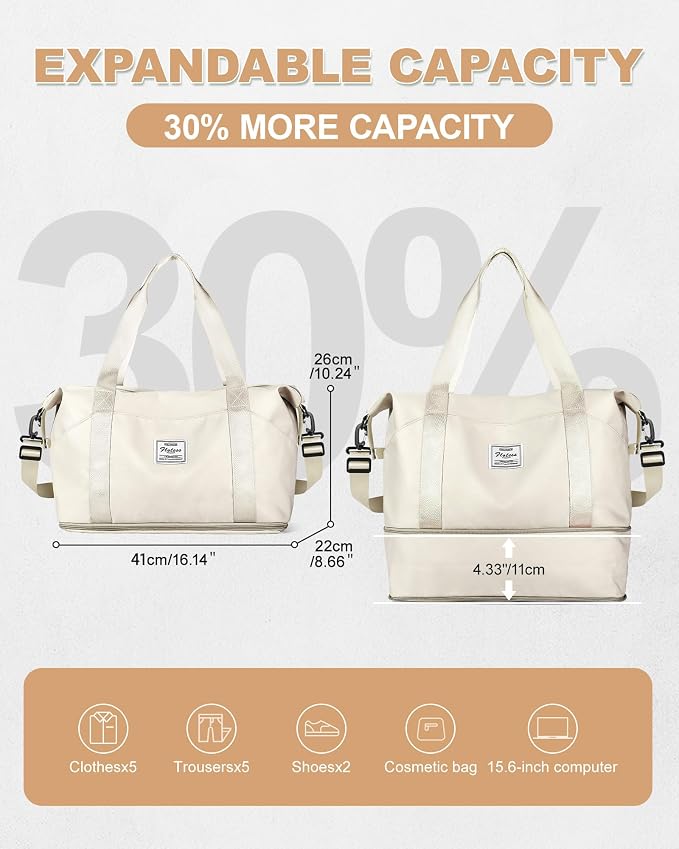 Travel Duffel Bag, Sports Tote Gym Bag, Shoulder Weekender Overnight Bag