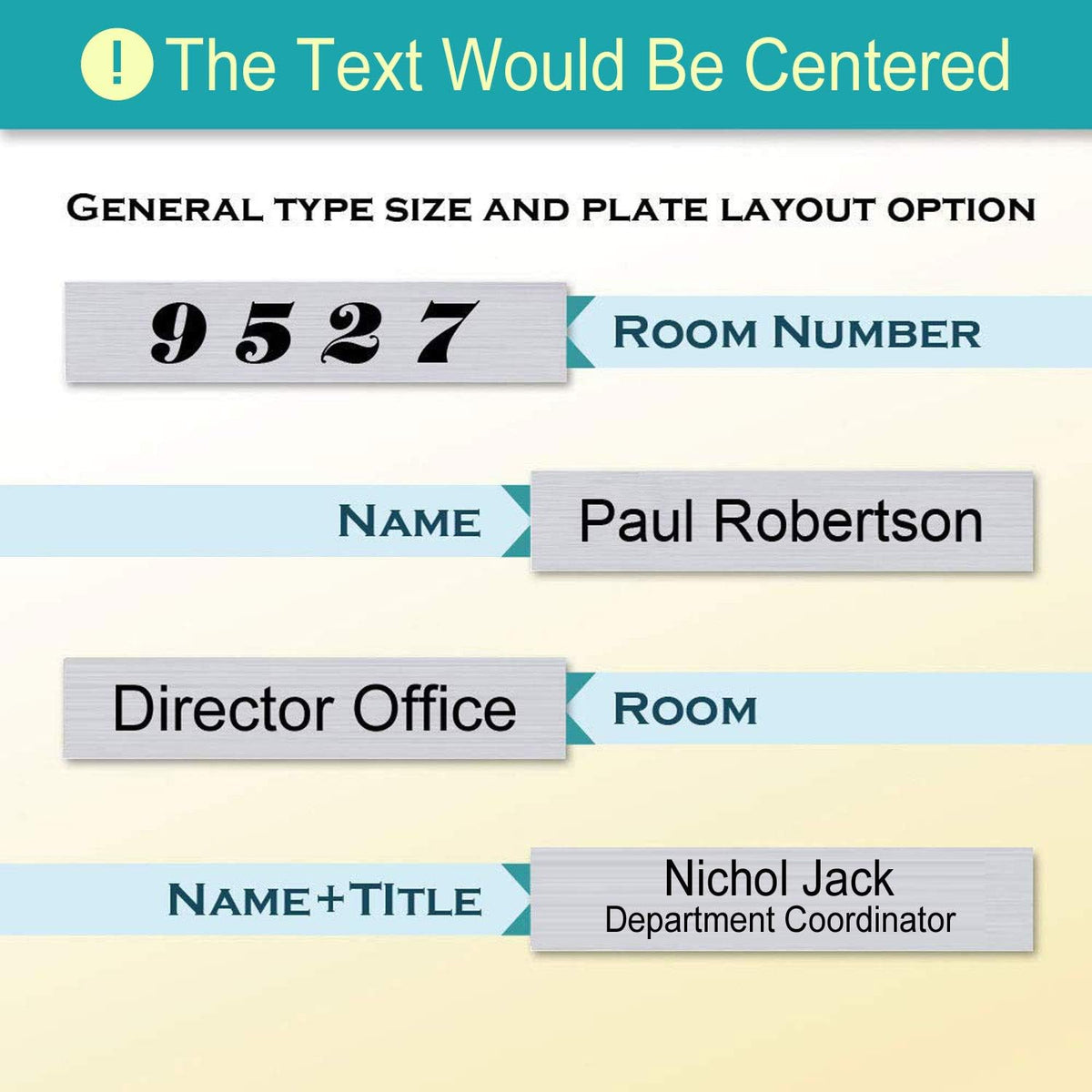 Personalized Office Name Plate 2"x10" Customize Wall Door Sign NamePlate Adhesive back