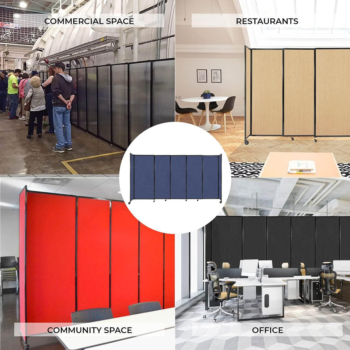 Versare Straightwall Sliding Portable Wall Partition | Freestanding Office Dividers | Locking Wheels | Temporary Room Separator | 15'6" Wide x 5' Tall Warm Pebble Fabric Panels