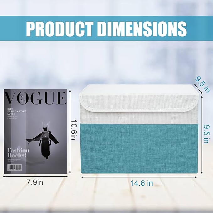 Large 22 Quart Linen Fabric Foldable Storage Bin Cube Organizer Basket