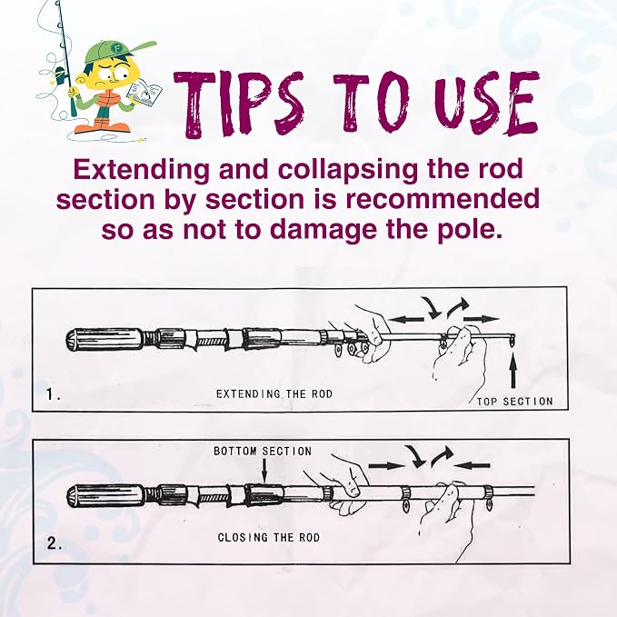 Kids Fishing Pole, Portable Telescopic Kids Fishing Poles