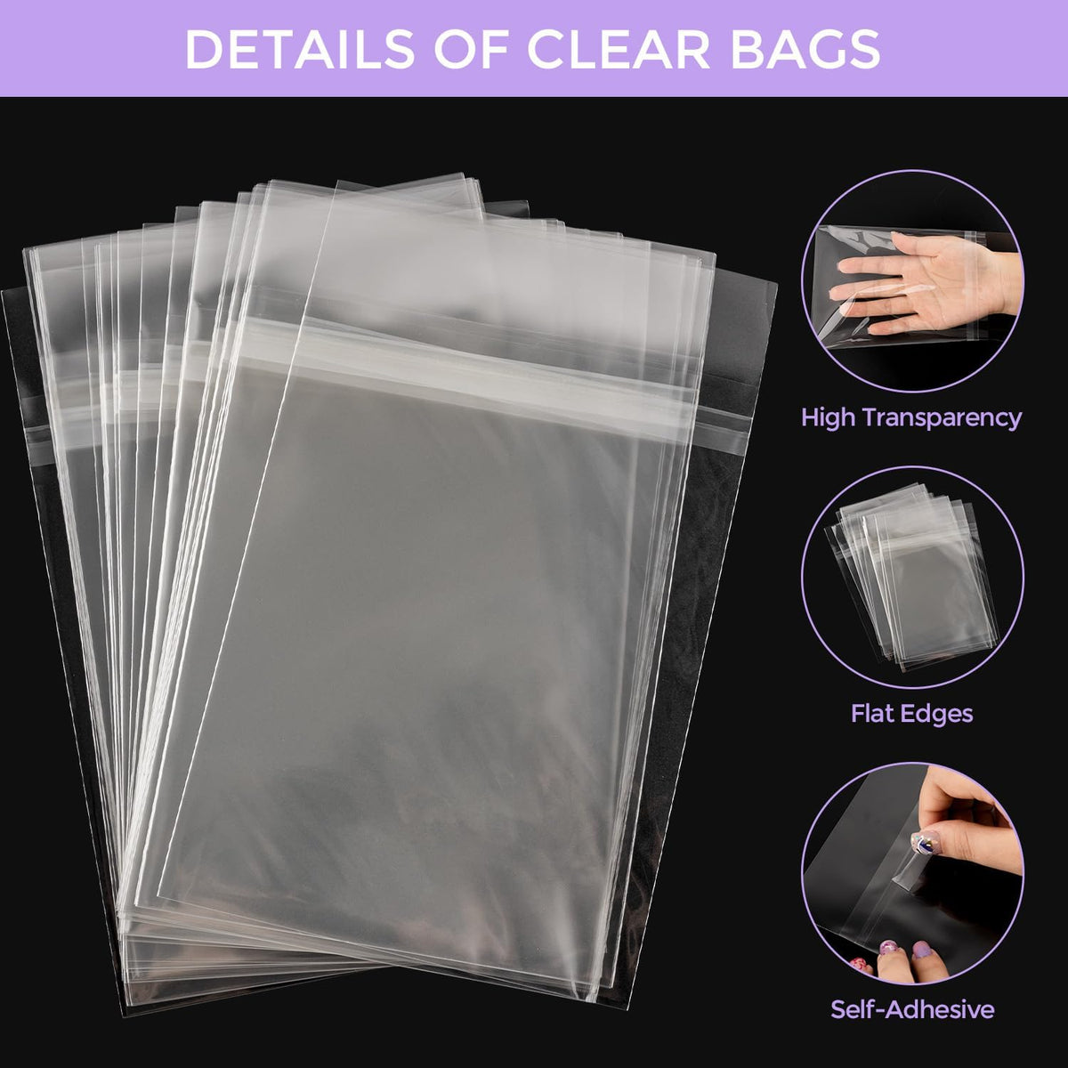 Frametory, 25 Pack 11 1/4" x 14 1/8" Acid-Free Clear Plastic Bags, Self Seal Crystal Photo Sleeves for 11X14 Prints, Photos, Documents
