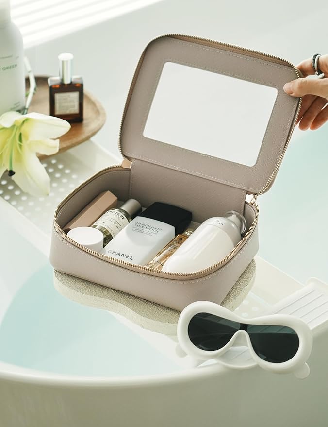 Popvibe Clear Makeup Bag Travel Cosmetic Case Transparent Toiletry Bag