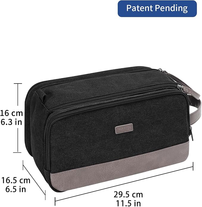 WANDF Toiletry Bag for Men Travel Toiletry Organizer Canvas and Leather Dopp