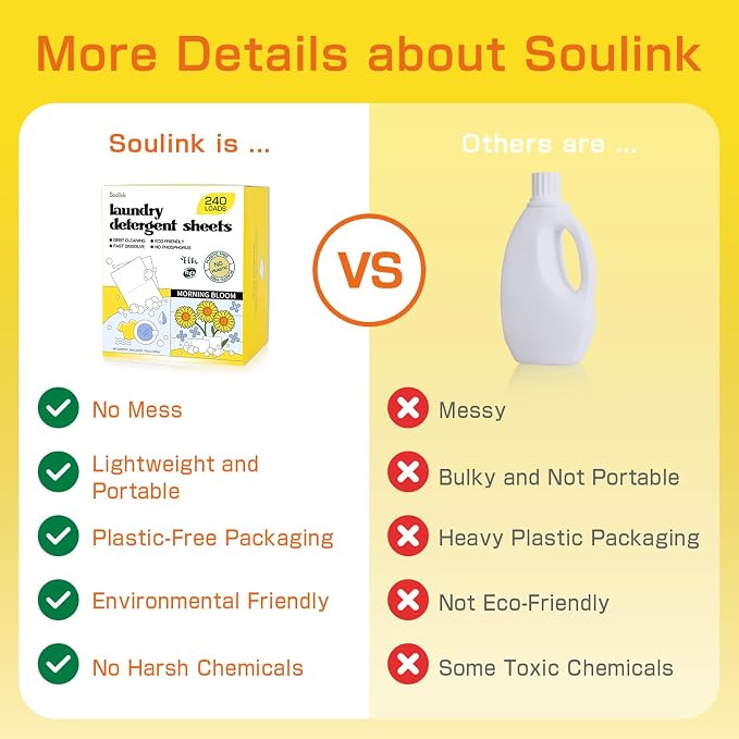 Soulink Laundry Detergent Sheets, 240 Loads