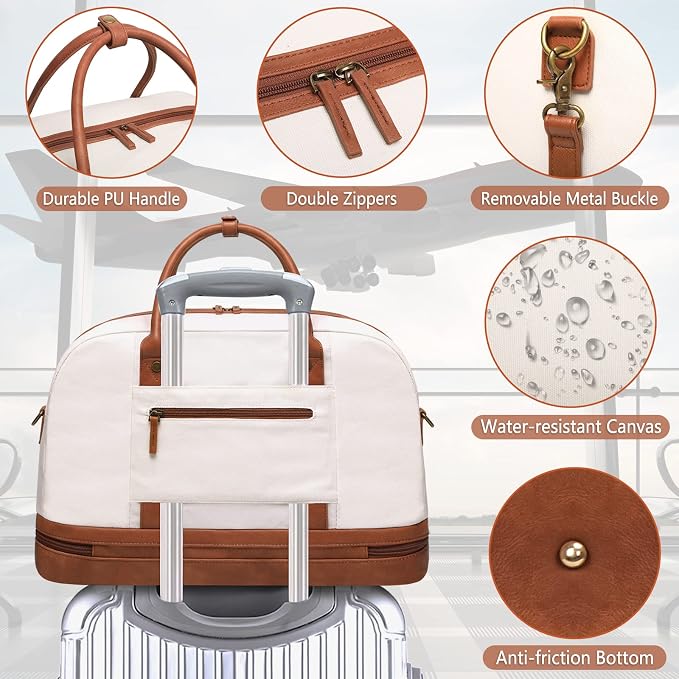 Weekender Bag for Women Canvas Overnight Bag Large Travel Tote Bag Carry on