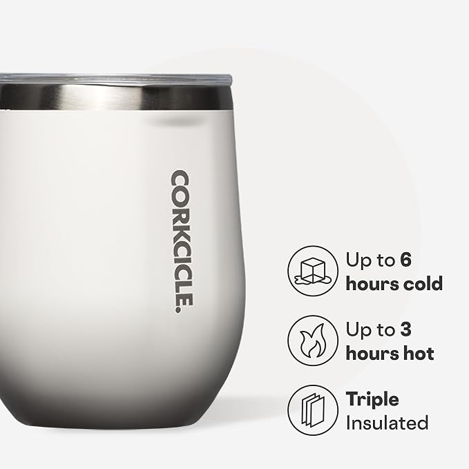 Corkcicle Stemless Wine Tumbler - Keeps Drinks Cold for 6 Hours - Triple-Insulated Stainless Steel - Non-Slip Base - Summer Drinkware Gift - Keeps Drinks Ice Cold - 12 oz - Oat Milk