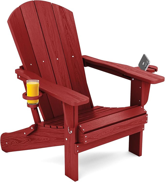 SERWALL Adirondack Chair with Cup Holders