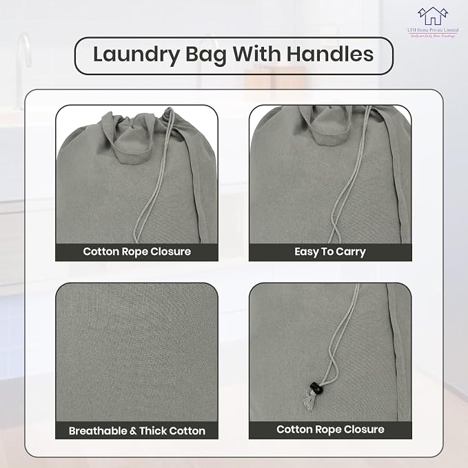 LFH Home Cotton Canvas Large Laundry Bag