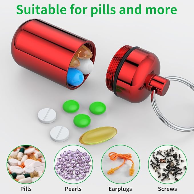 3 Pack Small Pill Box, Airtight Aluminum Alloy Pill Organizer Travel Pill Case