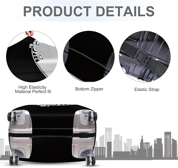 ANNA QUEEN Panda Family Luggage Cover, Cute Panda Design Suitcase Protector