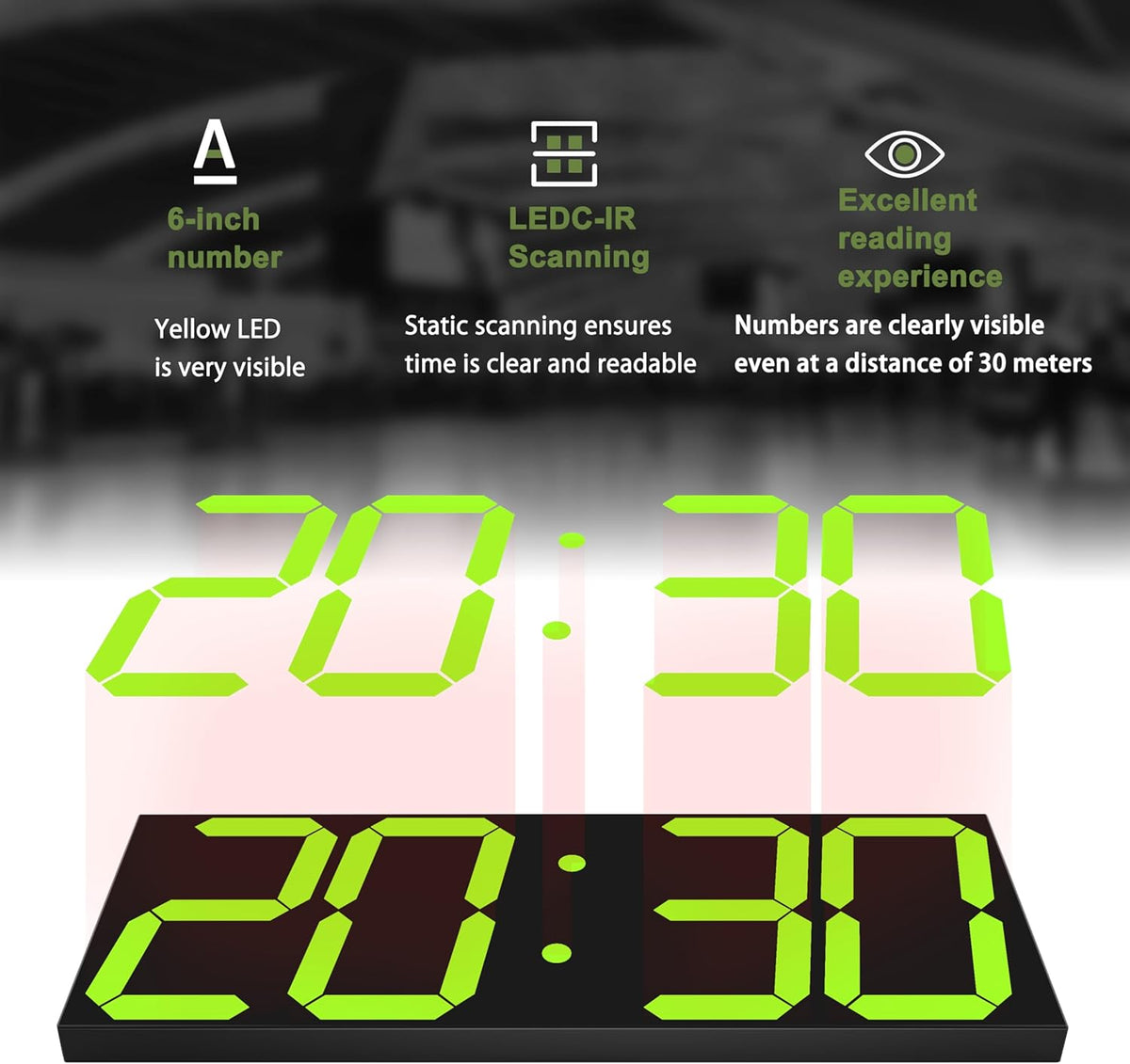 LED Large Digital Wall Clock, Oversize Digital Clock with 6” Numbers, Remote Control Count up/Countdown Timer Clock, Auto Dimmer, Big Calendar and Thermometer（Yellow
