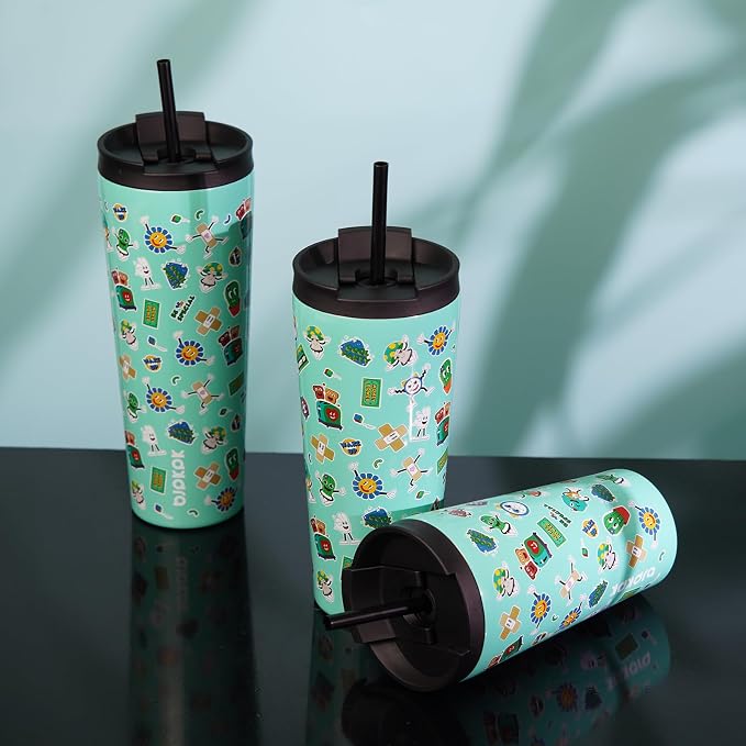 BJPKPK 34oz Skinny Tumbler With lid And Straw Stainless Steel Travel Coffee Mug Insulated Tumblers Cups,Spring Party Brown