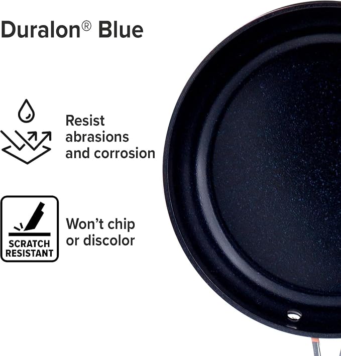 Nuwave 3-Piece Fry Pan Set, 12” Forged Lightweight, G10 Healthy Duralon Blue