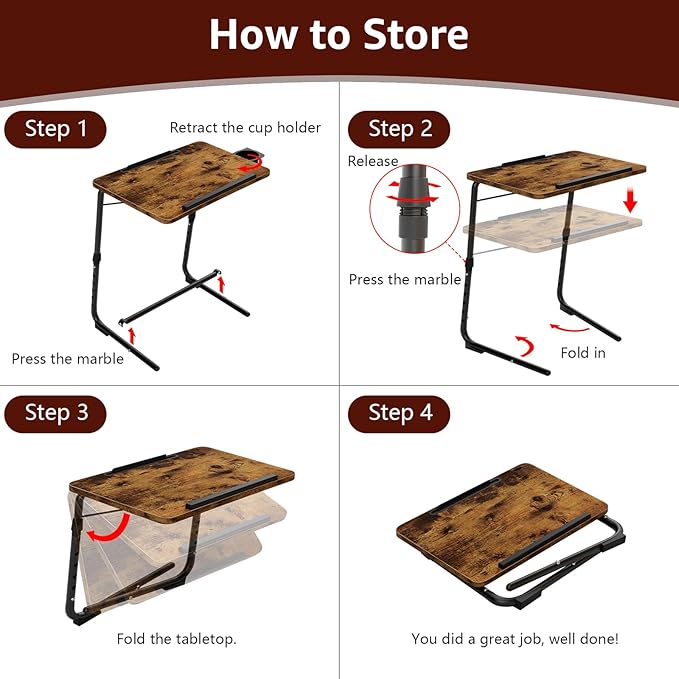 Folding TV Tray Adjustable Dinner